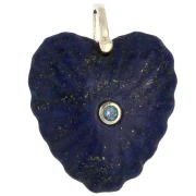 Pendente a forma di cuore 32x30 mm in pietra semipreziosa e zirconi - Lapislazzuli x1