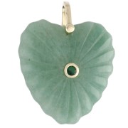 Pendente a forma di cuore 32x30 mm in pietra semipreziosa e zirconi - Aventurina x1