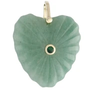Pendente a forma di cuore 32x30 mm in pietra semipreziosa e zirconi - Aventurina x1