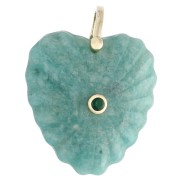 Amazzonite - Pendente a forma di cuore 32x30 mm in pietra semipreziosa e zirconi - Amazonite x1 Pendente a forma di cuore 32x30 mm in pietra semipreziosa e zirconi - Amazonite x1