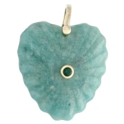 Pendente a forma di cuore 32x30 mm in pietra semipreziosa e zirconi - Amazonite x1