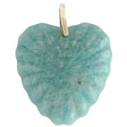 Pendente a forma di cuore 32x30 mm in pietra semipreziosa e zirconi - Amazonite x1