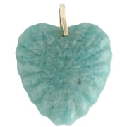 Pendente a forma di cuore 32x30 mm in pietra semipreziosa e zirconi - Amazonite x1