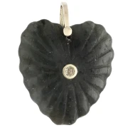 Pendente a forma di cuore 32x30 mm in pietra semipreziosa e zirconi - Labradorite x1