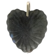 Pendente a forma di cuore 32x30 mm in pietra semipreziosa e zirconi - Labradorite x1