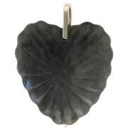 Pendente a forma di cuore 32x30 mm in pietra semipreziosa e zirconi - Labradorite x1