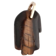 Pendente “Mano di Fatma” 27x17 mm in pietra semipreziosa e ossidi di zirconio, Occhio di tigre