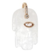 Pendente “Mano di Fatma” 27x17 mm, pietra semipreziosa e ossidi di zirconio, pietra di luna