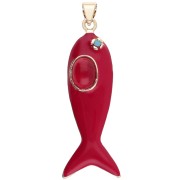 Pendente a forma di pesce 39x11 mm in resina epossidica e ossido di zirconio - Rosso - Turchese