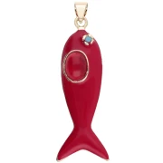 Pendente a forma di pesce 39x11 mm in resina epossidica e ossido di zirconio - Rosso - Turchese