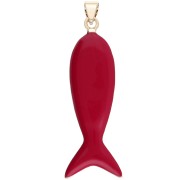 Pendente a forma di pesce 39x11 mm in resina epossidica e ossido di zirconio - Rosso - Turchese