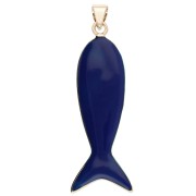 Pendente a forma di pesce 39x11 mm in resina epossidica e ossido di zirconio - Blu scuro - Verde