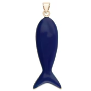 Pendente a forma di pesce 39x11 mm in resina epossidica e ossido di zirconio - Blu scuro - Verde