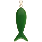 Pendente a forma di pesce 39x11 mm in resina epossidica e ossido di zirconio - Verde - Rosso x1
