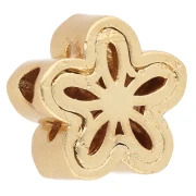 Perla a forma di fiore da 9 mm con fori multipli e cabochon in madreperla - Dorata con oro fino - Bianca x1