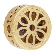 Perla rotonda in stile etnico da 9 mm con ossidi di zirconio - Dorata con oro fino - Viola x1