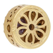 Perla rotonda in stile etnico da 9 mm con ossidi di zirconio - Dorata con oro fino - Viola x1