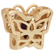 Perla a forma di farfalla 10x11 mm con fori multipli e cabochon - Dorato con oro fino - Viola x1