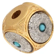 Perla a cubo da 10 mm con cabochon in imitazione di gemma - Dorato con oro fino - Placcata in argento x1