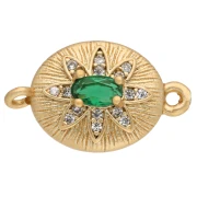 Distanziatore ovale da 18x11 mm con ossidi di zirconio - Dorato con oro fino