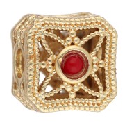 Perla quadrata da 8,5 mm con cabochon in imitazione di gemma - Dorato con oro fino x1