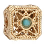 Perla quadrata da 8,5 mm con cabochon in imitazione di gemma - Dorato con oro fino x1