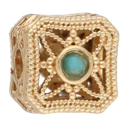 Perla quadrata da 8,5 mm con cabochon in imitazione di gemma - Dorato con oro fino x1