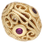 Perla ovale 10x8,5 mm con ossidi di zirconio - Dorato con oro fino - Fucsia x1