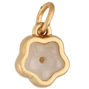 Ciondolo a forma di fiore 11,5x10 mm in madreperla - Dorato con oro fino - Bianco x1
