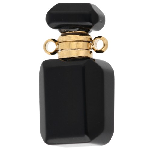 Fioletto di profumo con ciondolo pendente in pietra semipreziosa 20x10 mm - Onice nero x1