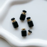 Fioletto di profumo con ciondolo pendente in pietra semipreziosa 20x10 mm - Onice nero x1