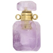 Ametista - Fiala di profumo con ciondolo pendente in pietra semipreziosa, 20x10 mm - Light Ametista x1 Fiala di profumo con ciondolo pendente in pietra semipreziosa, 20x10 mm - Light Ametista x1