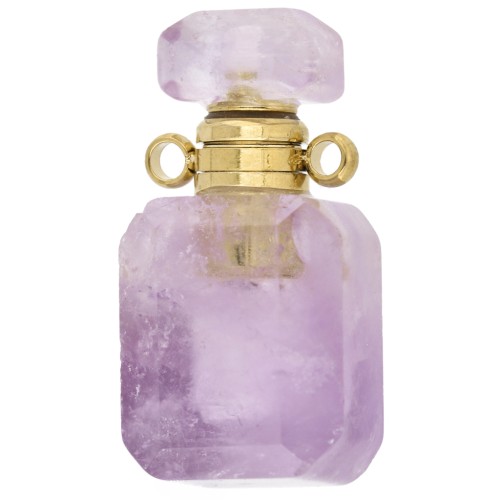 Fiala di profumo con ciondolo pendente in pietra semipreziosa, 20x10 mm - Light Ametista x1