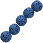 Perla rotonda da 7 mm in pietra lavica colorata - Blu scuro x15