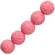Perla rotonda da 7 mm in pietra lavica colorata - Rosa x15