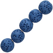 Perla rotonda da 9 mm in pietra lavica colorata – Blu scuro x10