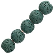 Perla rotonda da 9 mm in pietra lavica colorata - Verde scuro x10