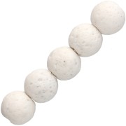 Perla rotonda da 9 mm in pietra lavica colorata - Bianco x10