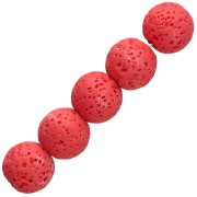 Perla rotonda da 9 mm in pietra lavica colorata – Rosso x10