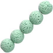 Perla rotonda da 9 mm in pietra lavica colorata - Verde chiaro x10