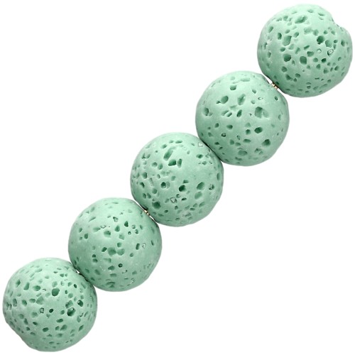 Perla rotonda da 9 mm in pietra lavica colorata - Verde chiaro x10