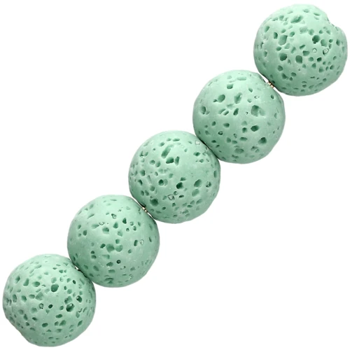 Perla rotonda da 9 mm in pietra lavica colorata - Verde chiaro x10