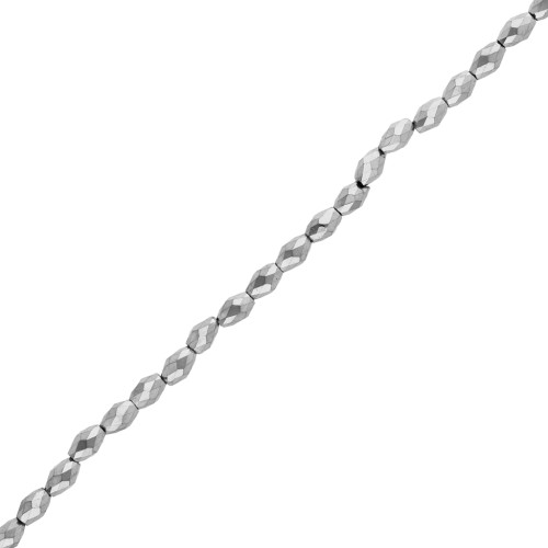 Perla a forma di oliva sfaccettate 5x3 mm, imitazione ematite Labrador, 39 cm