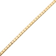 Perla quadrata piatta a 2 fori 5x5x1,9 mm, imitazione ematite, dorata, 39,5 cm