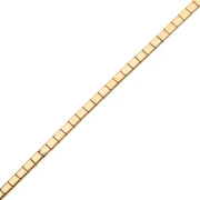 Perla quadrata piatta a 2 fori 5x5x1,9 mm imitazione ematite, color oro, 38 cm