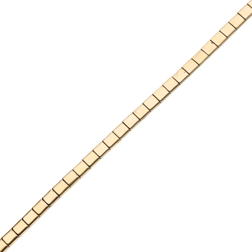 Perla quadrata piatta a 2 fori 5x5x1,9 mm, imitazione ematite, colore Light Gold x38 cm