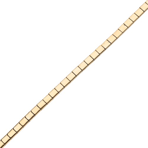 Perla quadrata piatta a 2 fori 5x5x1,9 mm imitazione ematite Light Gold x 38 cm