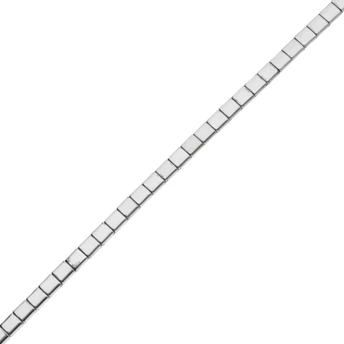 Perla quadrata piatta a 2 fori 5x5x1,9 mm, imitazione ematite, argento, 38 cm