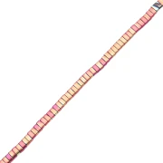 Perla piatta a 2 fori 5x2,3x1,9 mm imitazione ematite Multi Rosa x40 cm