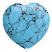 Perla a forma di cuore da 25 mm in imitazione di pietra semipreziosa - Turchese x1